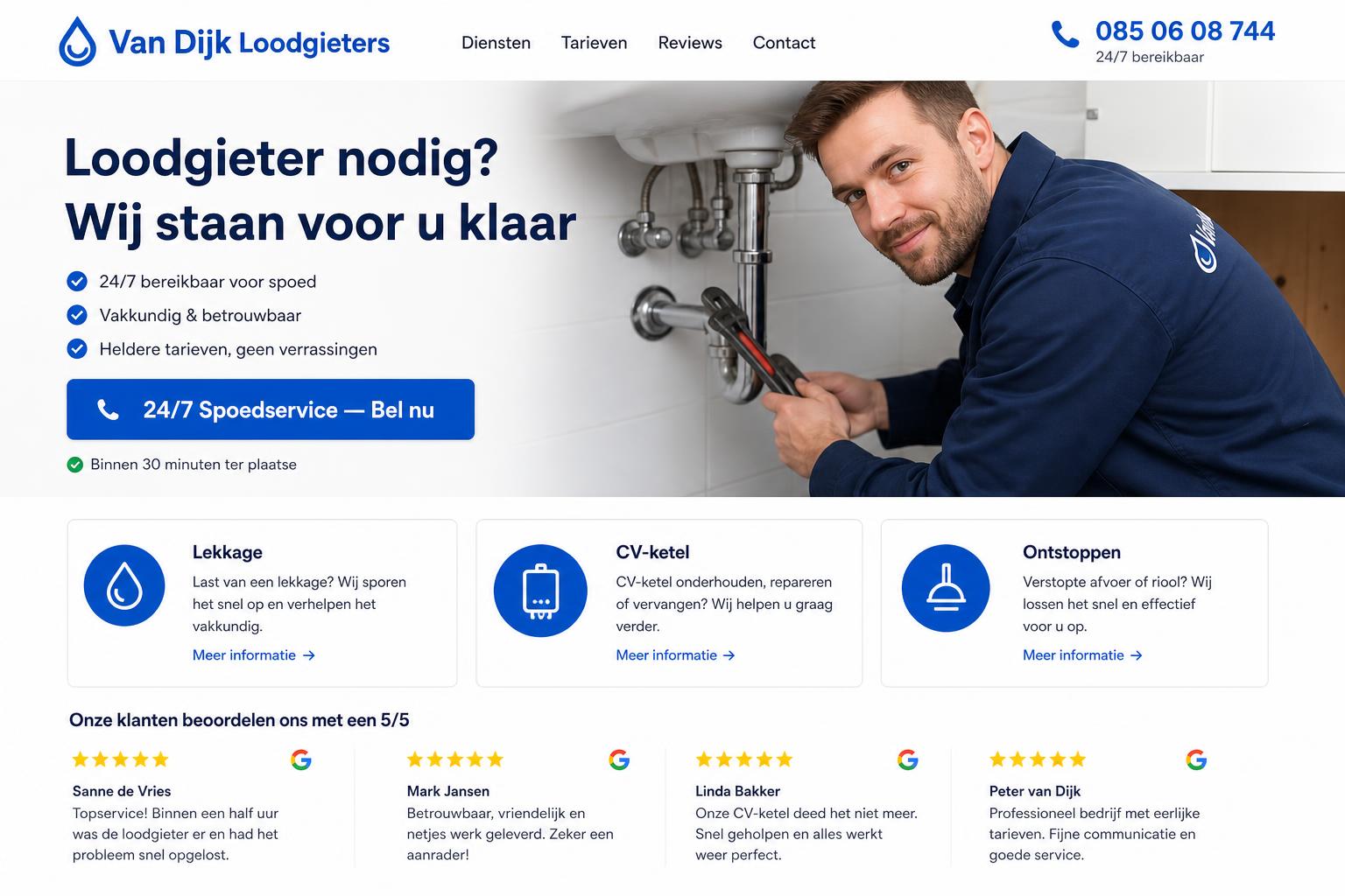 Voorbeeld website Installatiebedrijf