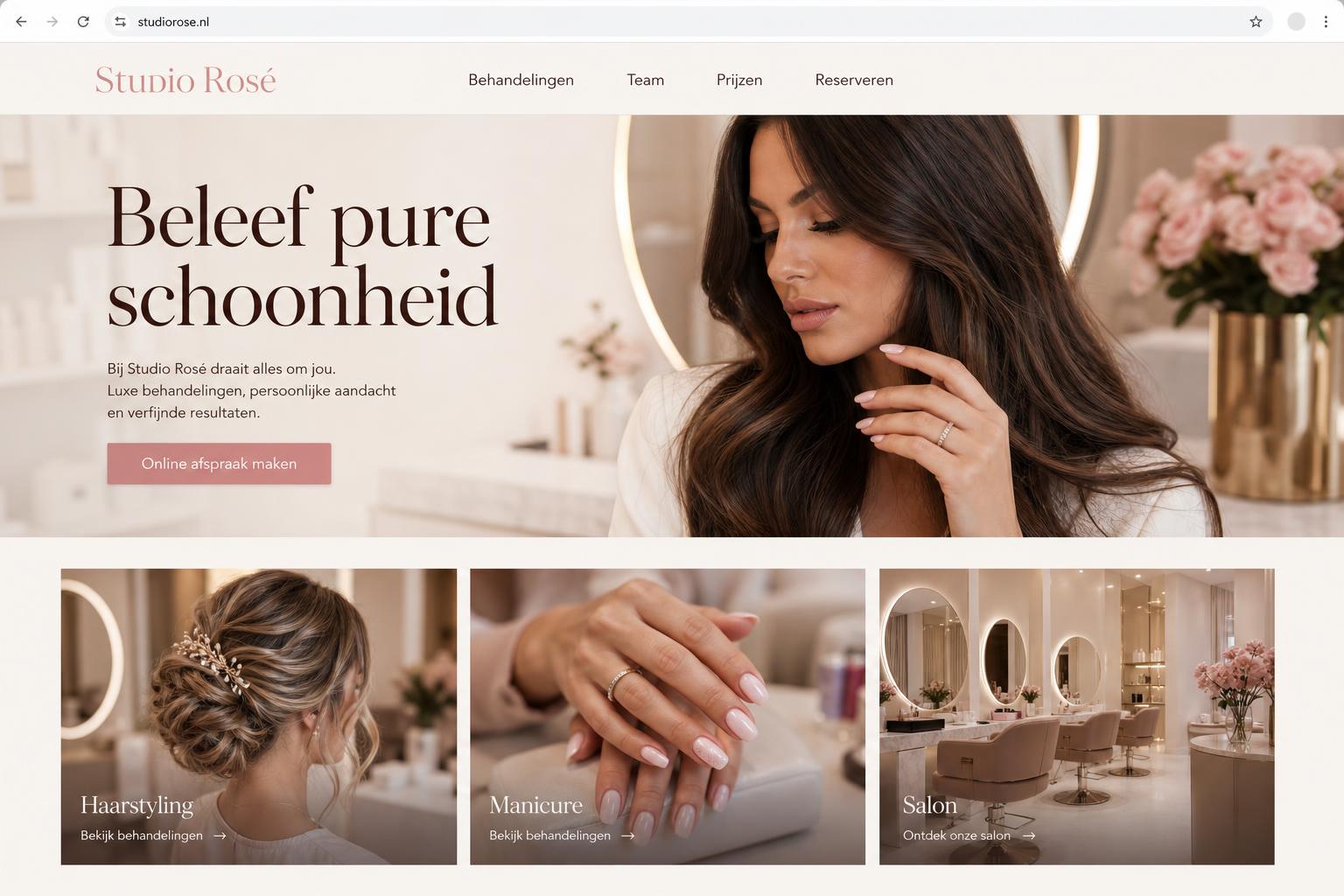 Voorbeeld website Beauty salon